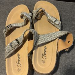 Women’s Rhinestone Sandals, Size 6.5