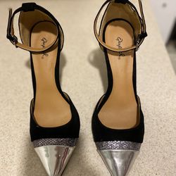 Black And Silver High Heels