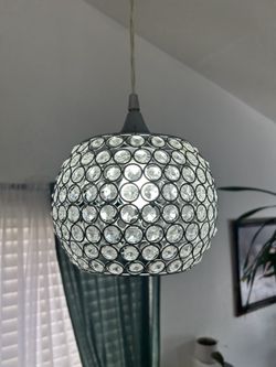 HMVPL Crystal Ceiling Light Modern Semi Flush Mount Pendant Lighting Fixture