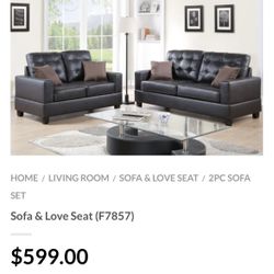 Brown Sofa And Love Seat Set 