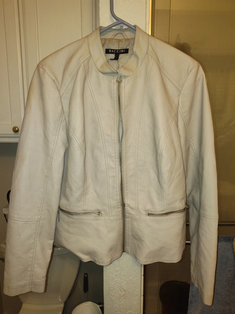 Bancini Cream Leather Jacket