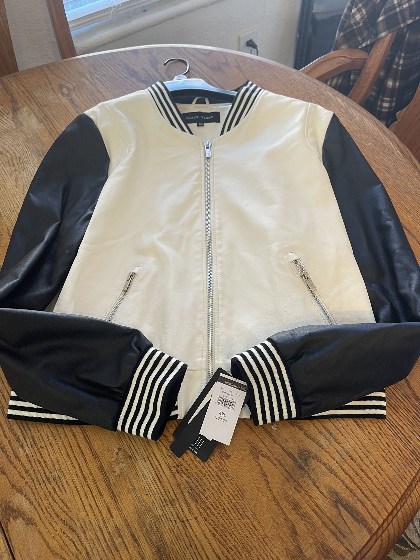 Brand New Black & White XXL Faux Leather Jacket