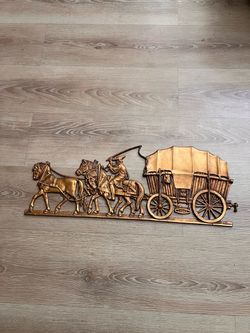 Vantage Covered Wagon Heavy Old Cast BrassWall Plaque