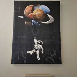 Space man picture painted on canvas