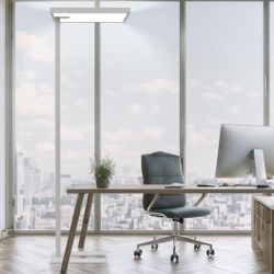 120W LED Floor Lamp, 76.6'' Full-Spectrum Dimmable 4000K 12600LM Natural Daylight Eye-Caring Standing Lamp with Motion Sensor for Office Reading Livin