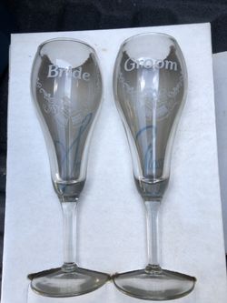 Smith Glass Homemade Glass Company Bride and Grooms Glasses. Company out of Business since 2004