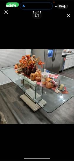Glass and stone dinning room table