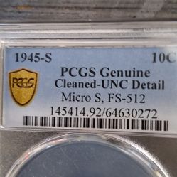 1945 Micro S Mercury Dime 