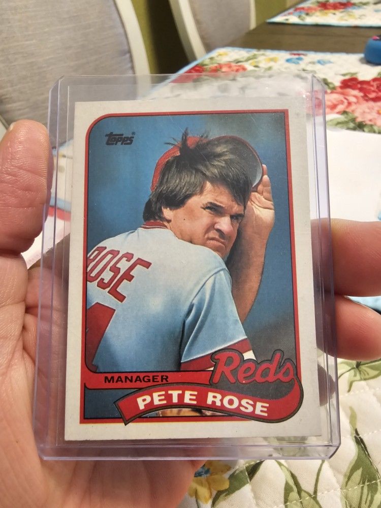 Pete Rose Error/Variation 1989 Topps Manager 1 Black Banner 1 Light Grey Banner Baseball Cards