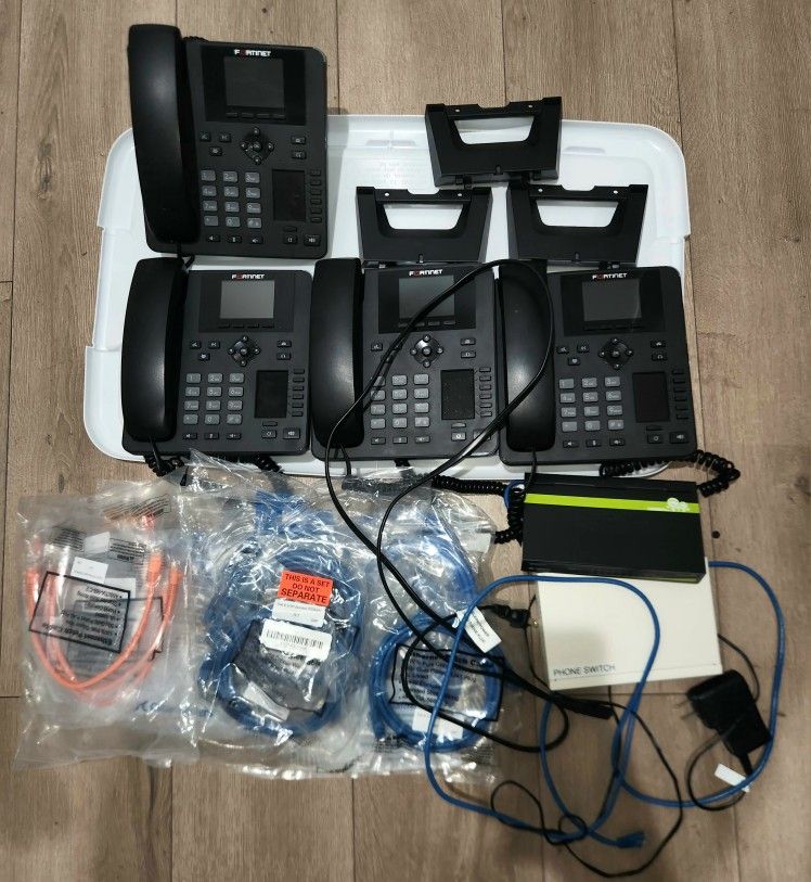 Fortinet FortiFone FON-375 IP Business Office Phone SYSTEM *Complete Set*-4 Phones