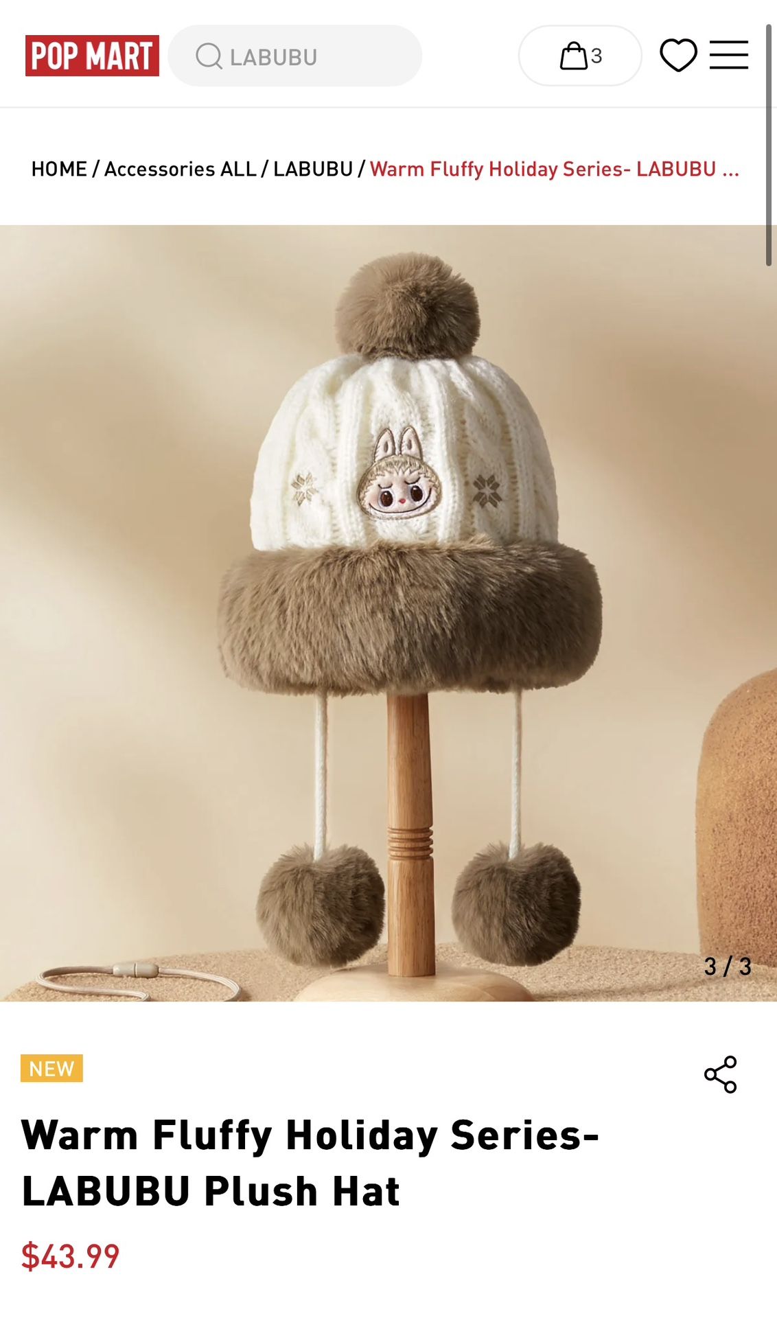 Popmart Labubu Beanie Or Plush Hat
