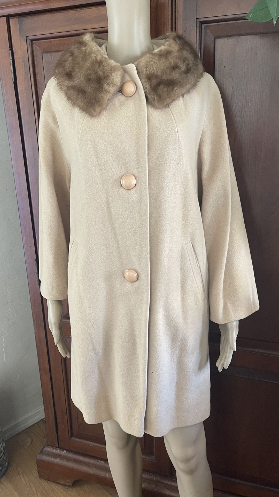 Vintage Cashmere Coat Fox Fur Collar