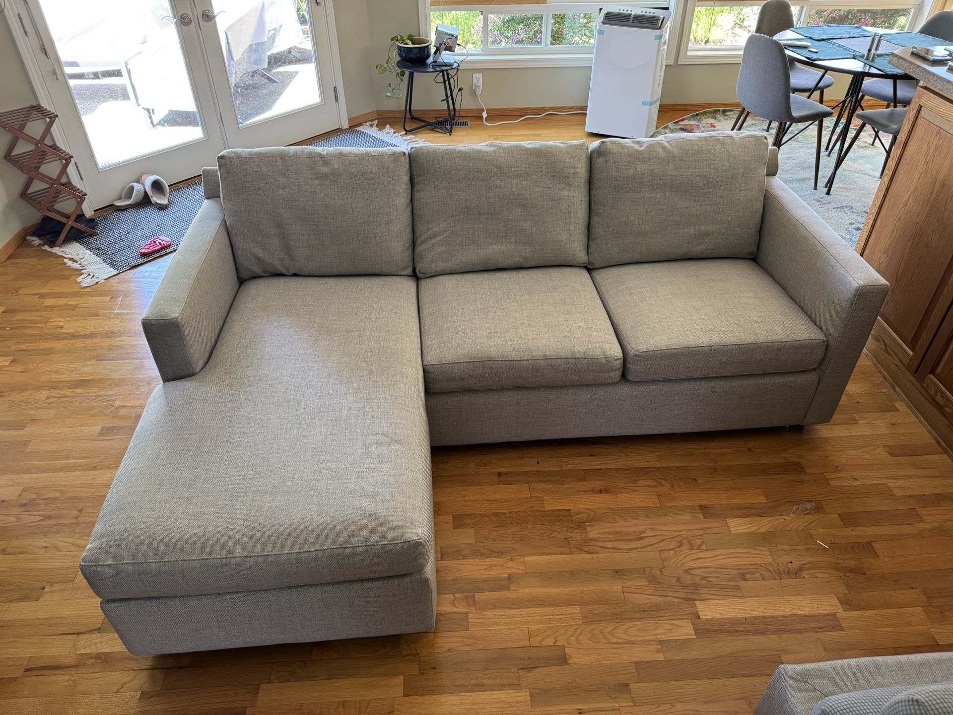 Sofa- Crate And Barrel Barrett II 91” Reversible Storage Chaise Lounge Sectional Sofa