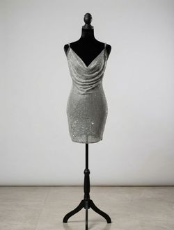 Size Medium. Fashion Nova Silver Rhinestone Mini Dress