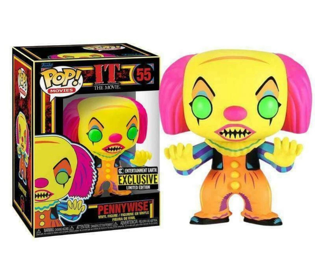 Funko Pop! Movies IT The Movie Pennywise Black Light #55 EE Exclusive.