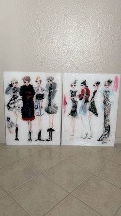 Jodi Pedri Haute Couture Fashion Illustration Glass Wall Art – Set of 2