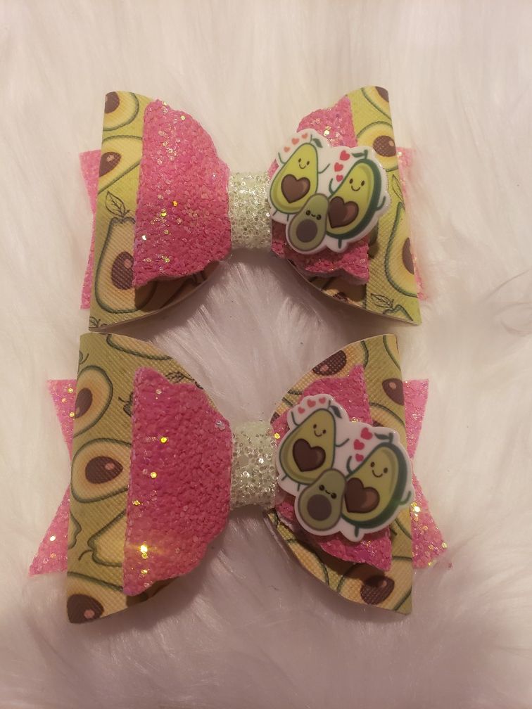 Little girl avacado themed hairbows