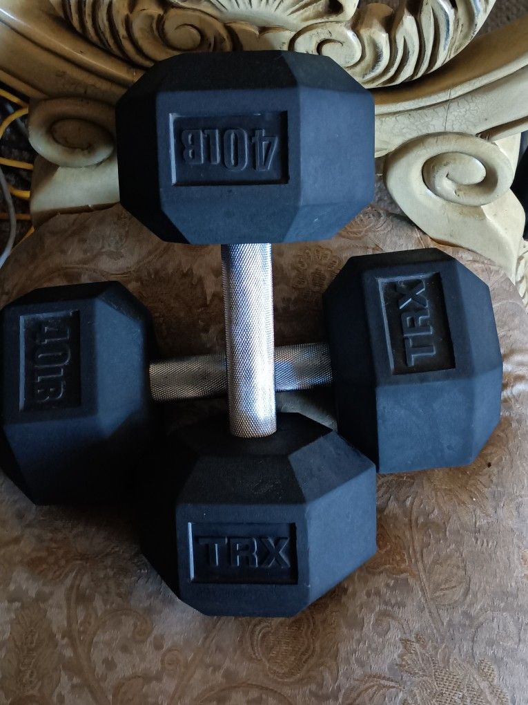 TRX Hex Rubber 40lbs Dumbbells Set