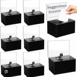 New 8 Packs Acrylic Donation Box with Lock and Sign Holder Clear Suggestion Ballot Box Plastic Voting Comment for Tip Jars Ticket Charity Survey Raffl