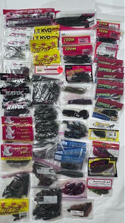 Large Lot of Soft Plastic Fishing Lures – Zoom, NetBait, Zipper, Havoc & More