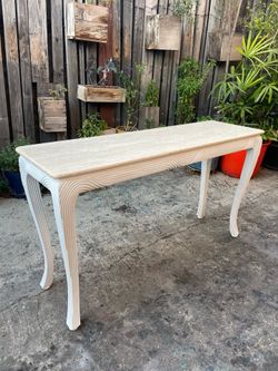 Vintage Postmodern Gabriela Crespi Style Split Reed Console Table