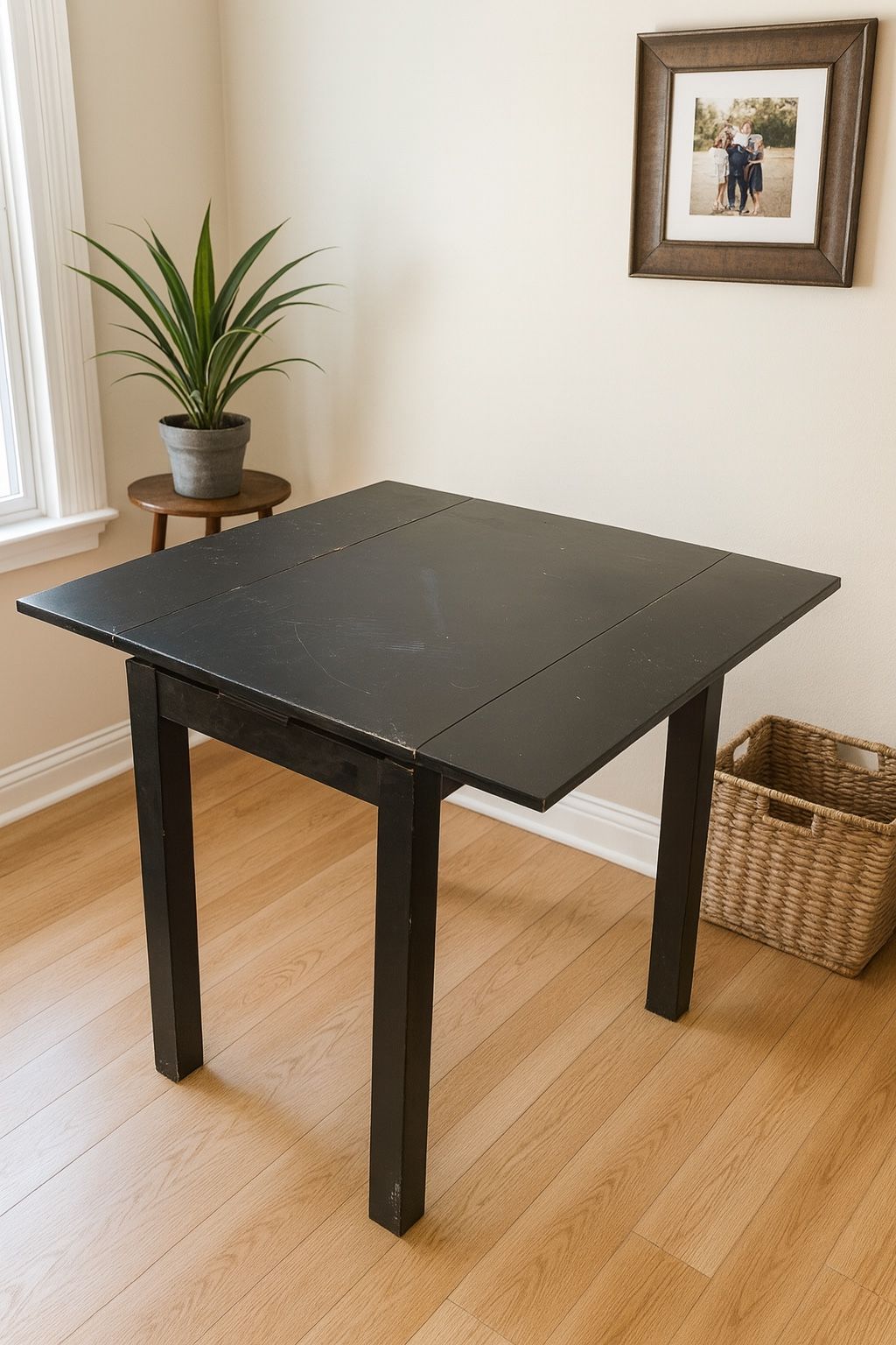 Black Wooden Dining / Work Table – Compact & Sturdy