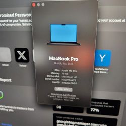 Macbook Pro 2023 14" M3 pro 16 Gig 512 Gig 