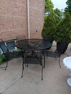 6 pcs Heavy Duty Wrought Iron Outdoor Patio Dining Set