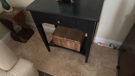 Black Wood Side Table with Drawer
