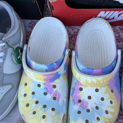 Tie dye pastel crocs
