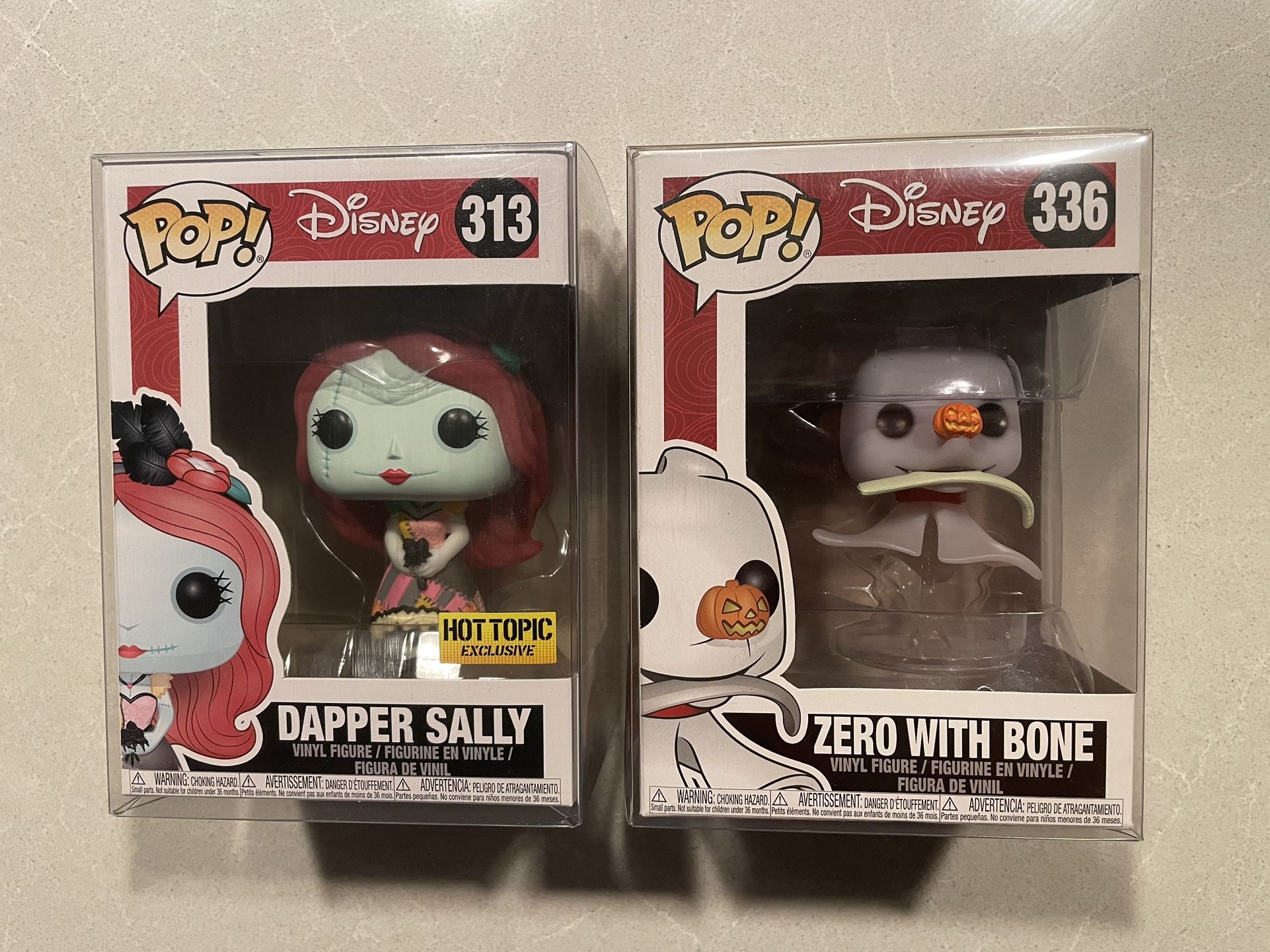Dapper Sally & Zero Bone Funko Pop *VAULTED* Hot Topic Box Lunch Exclusive Disney Nightmare Before Christmas 807 with protector NBC
