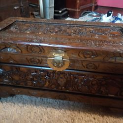 Hand Carved Antique Wooden Camphor Chest
