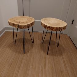 Side Tables - Wood Coin MCM Legs