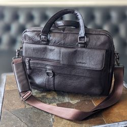 Leathario Brown Leather Crossbody Messenger Laptop Bag