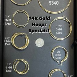 14K Gold Hoops Special!