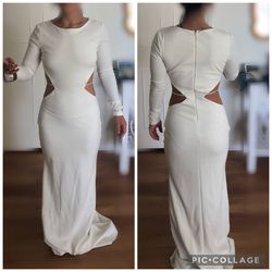 Windsor Small White Dress Open Sides Beaded 
