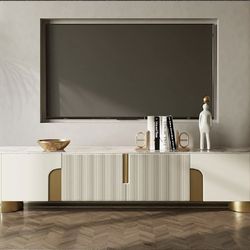 Modern Beige TV Stand Sintered Stone