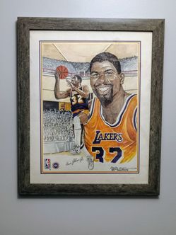 Earvin "Magic" Johnson Lakers lithograph print framed.