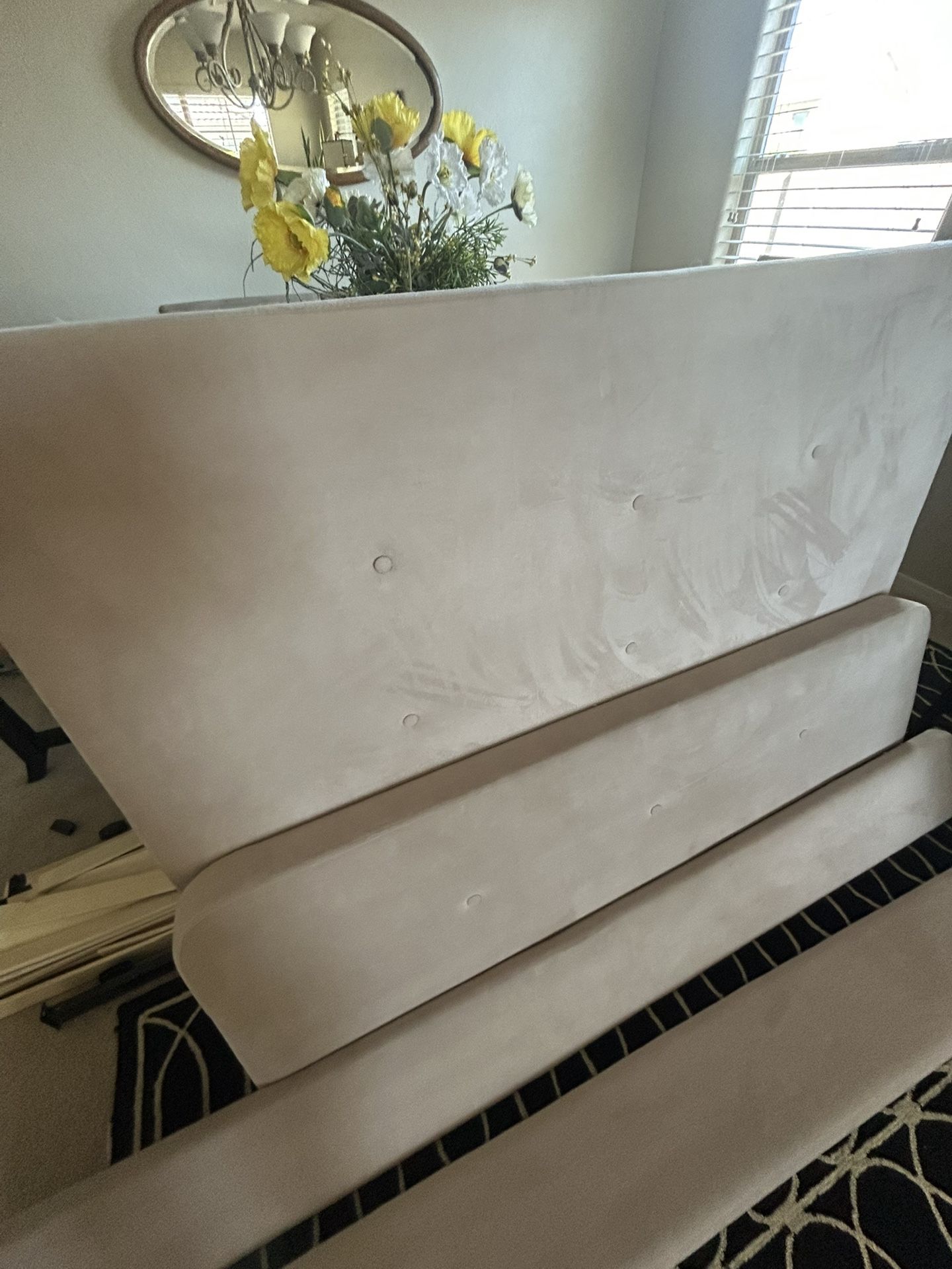Taupe Microsuede Headboard/frame (full Bed)