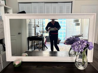 Large Wood Framed Wall Mirror