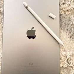 2018 Apple iPad (6th generation) in Space Grey (9.7-inch, Wi-Fi, 32GB) with 1st generation Apple pencil and converter 