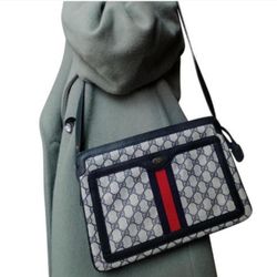 Authentic Vintage Gucci GG Monogram Supreme Sherry Web Ophidia Neo Accordion Shoulder Bag