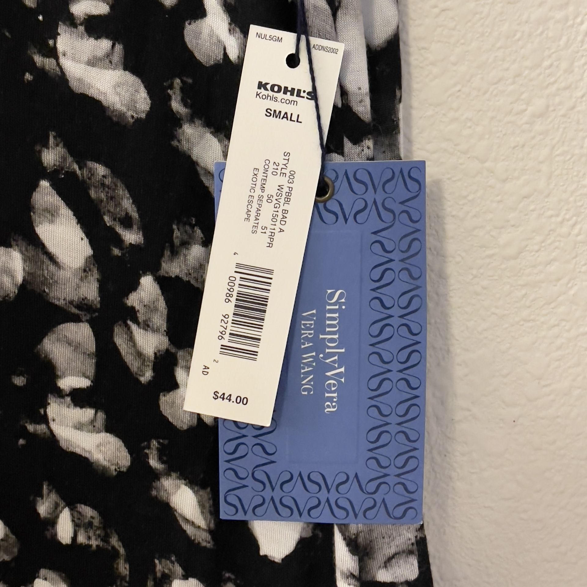 Simply Vera Vera Wang Sleeveless Tunic -NWT!