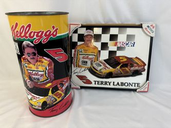 Terry Labonte Framed Picture and Garbage Can