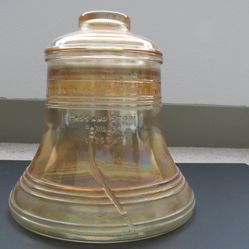 Vintage Bicentennial 1976 Liberty Bell Amber Carnival Glass Cookie Jar Canister
