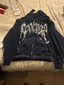 Revenge Blue arch logo Hoodie zip up