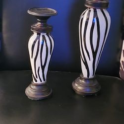 Zebra Pillar Candle Holders
