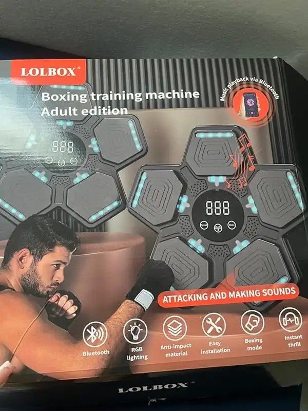 Music Boxing Machine, Wall Mounted One Punch Boxing Machine, Boxing Training Punching Equipment, Smart Boxing Pad w/ LED Light & Music for Kids, Adult