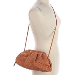 brown woven leather shoulder bag