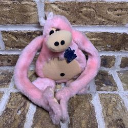 Vintage 1981 Applause Pink Ape Monkey Plush Knickerbocker Toy Co. Hook & Loop